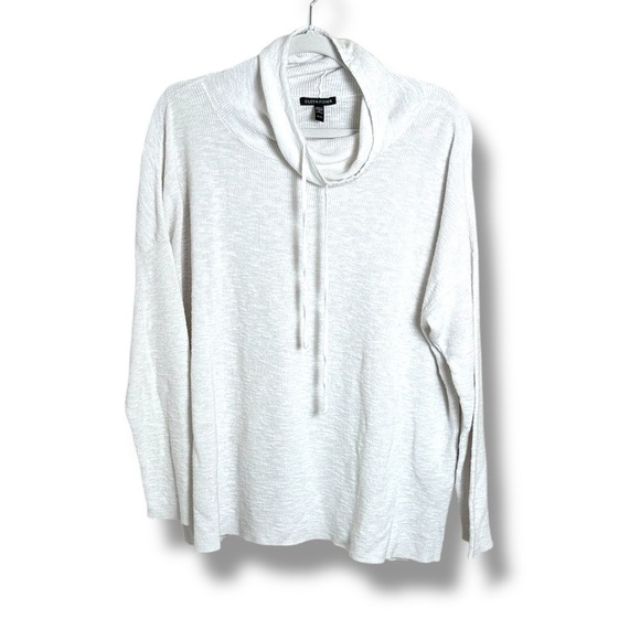 Eileen Fisher Sweaters - Eileen Fisher White Mock Neck Linen/Cotton Sweater XL Coastal Grandma